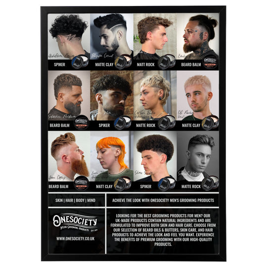 One Society Style Guide Poster | Onesociety Barber Hair Style Poster in Black