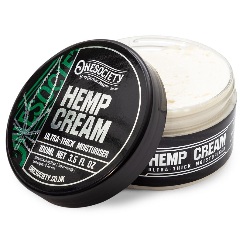 Hemp cream wholesale products in the UK with tea tree and lemongrass with the top open