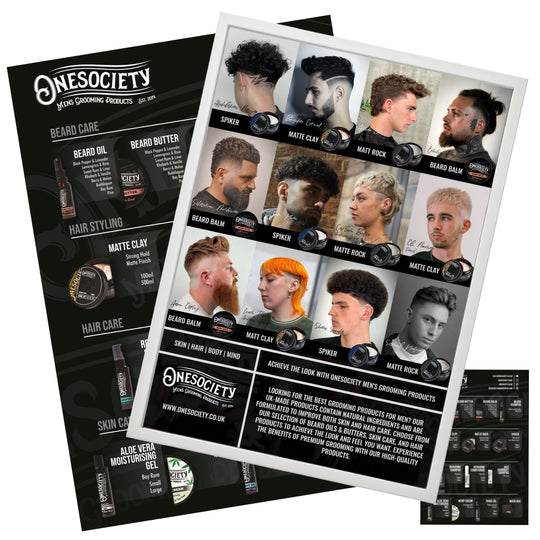 One Society Barber POS Kit | Onesociety Barber Product Show Off Kit White frame